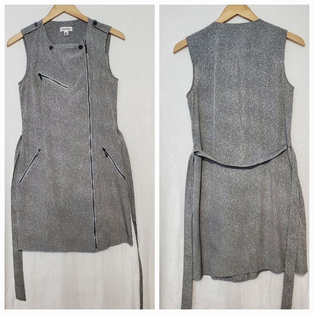 Calvin Klein Gray Zipper Sleeveless Dress Size 2